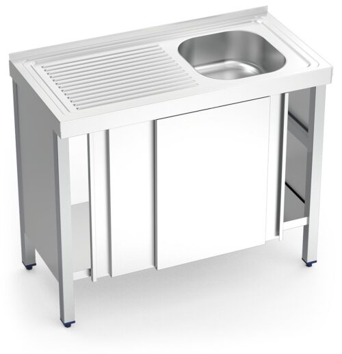 Fregadero inox con puertas correderas serie 500 1 cubeta 1 escurridor izquierda Fricosmos 800x500 mm