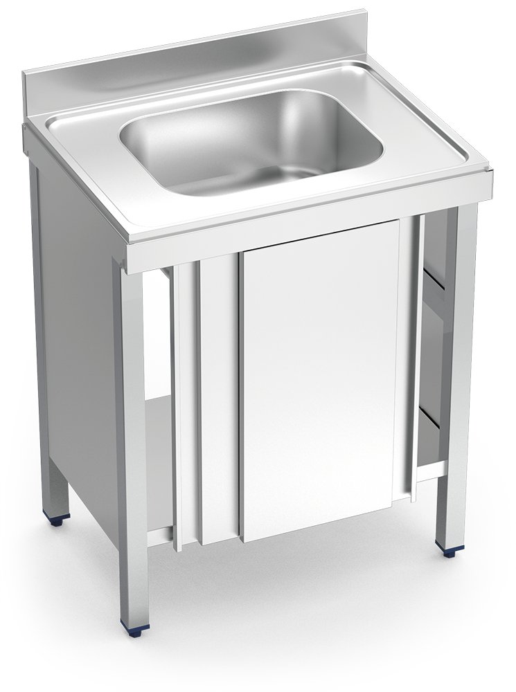 Fregadero inox con puertas correderas serie 600 1 cubeta Fricosmos 800x600 mm