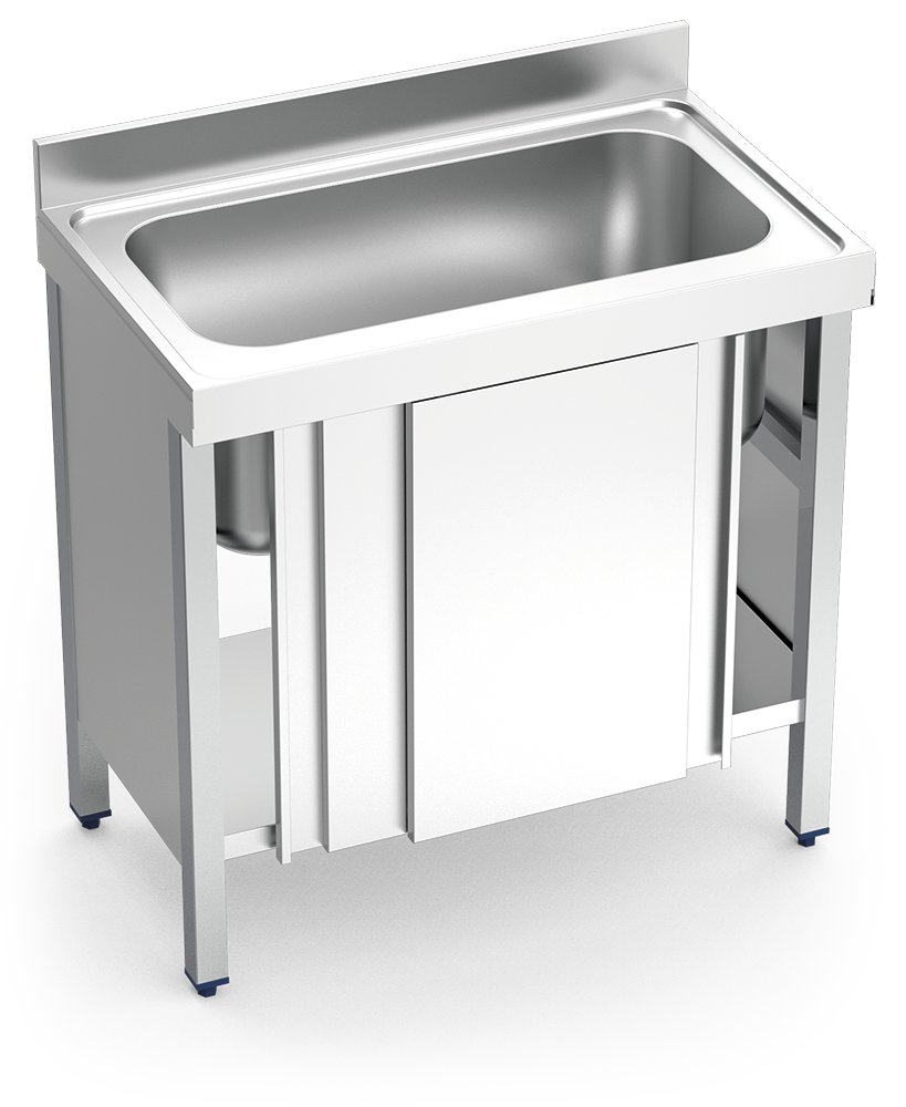 Fregadero inox con puertas correderas serie 600 1 cubeta gran capacidad Fricosmos 1000x600 mm
