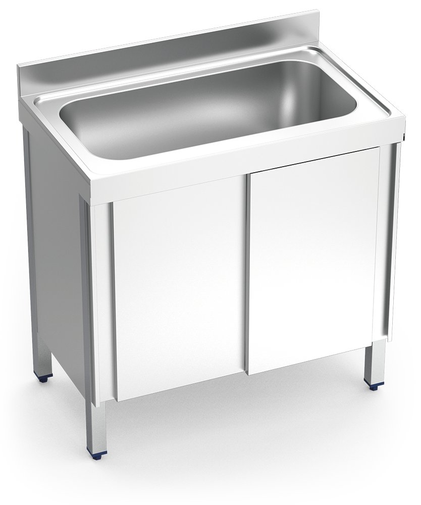 Fregadero inox con puertas correderas serie 600 1 cubeta gran capacidad Fricosmos 1000x600 mm