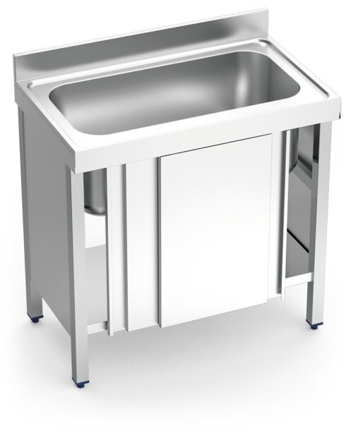 Fregadero inox con puertas correderas serie 700 1 cubeta gran capacidad Fricosmos 1000x700 mm
