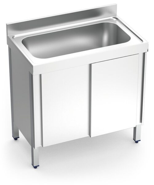 Fregadero inox con puertas correderas serie 700 1 cubeta gran capacidad Fricosmos 1000x700 mm