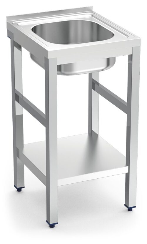 Fregadero inox con soporte con entrepaño serie 500 1 cubeta Fricosmos 450x450 mm