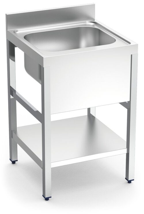 Fregadero inox con soporte con entrepaño serie 700 1 cubeta Fricosmos 700x700 mm