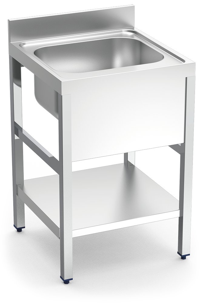 Fregadero inox con soporte con entrepaño serie 700 1 cubeta Fricosmos 700x700 mm