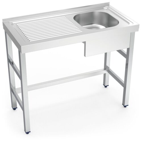 Fregadero inox con soporte sin entrepaño serie 500 1 cubeta 1 escurridor izquierda faldón parcial Fricosmos 800x500 mm