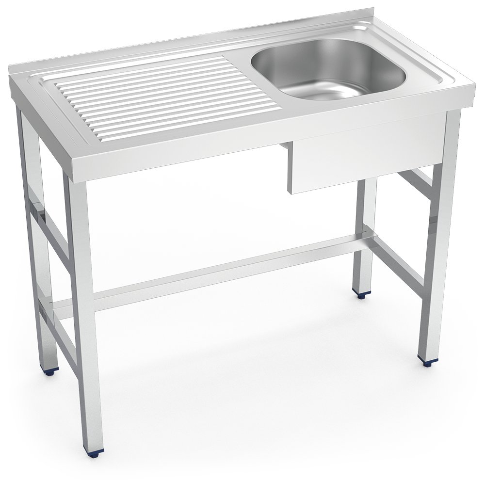 Fregadero inox con soporte sin entrepaño serie 500 1 cubeta 1 escurridor izquierda faldón parcial Fricosmos 800x500 mm