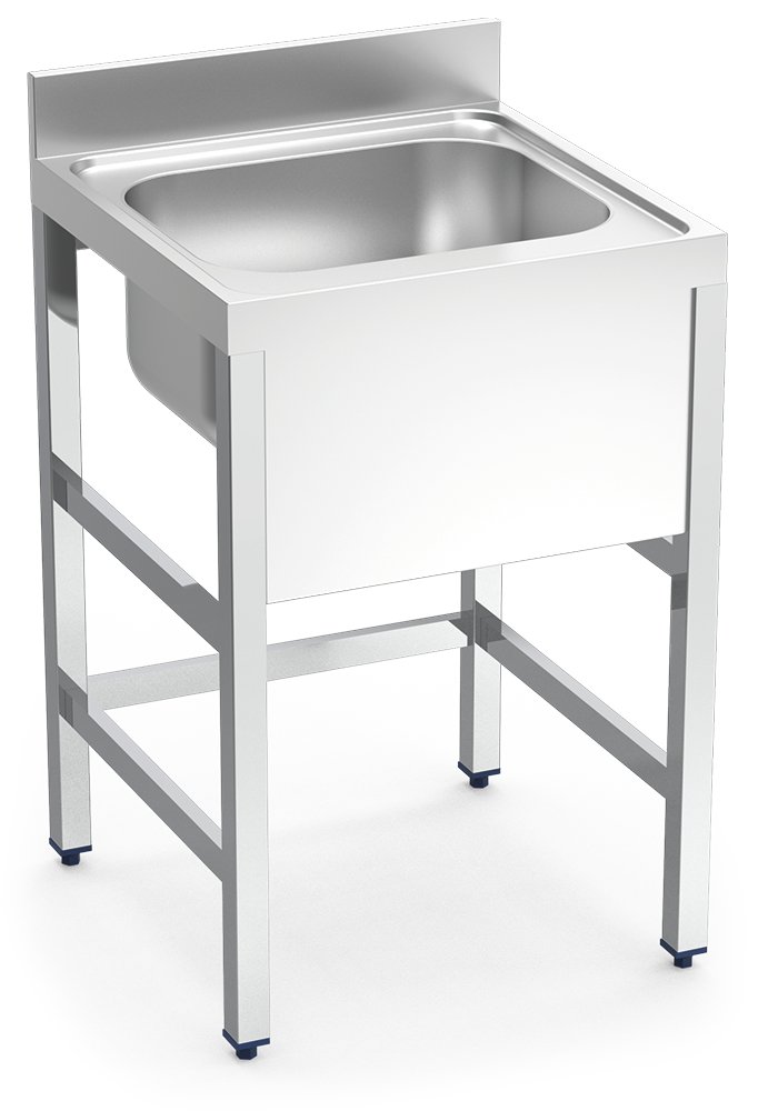 Fregadero inox con soporte sin entrepaño serie 600 1 cubeta Fricosmos 700x600 mm