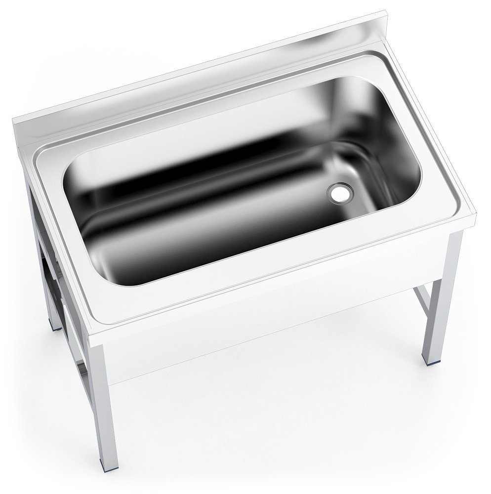 Fregadero inox con soporte sin entrepaño serie 600 1 cubeta gran capacidad faldón completo Fricosmos 1200x600 mm