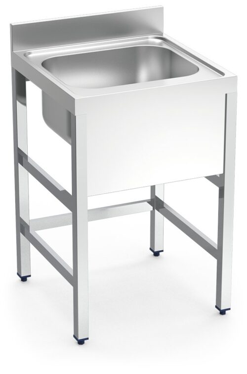 Fregadero inox con soporte sin entrepaño serie 700 1 cubeta faldón completo Fricosmos 800x700 mm