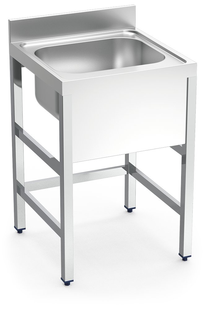 Fregadero inox con soporte sin entrepaño serie 700 1 cubeta faldón completo Fricosmos 800x700 mm