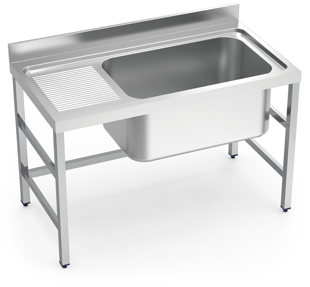Fregadero inox con soporte sin entrepaño serie 700 1 cubeta gran capacidad 1 escurridor izquierda Fricosmos 1300x700 mm