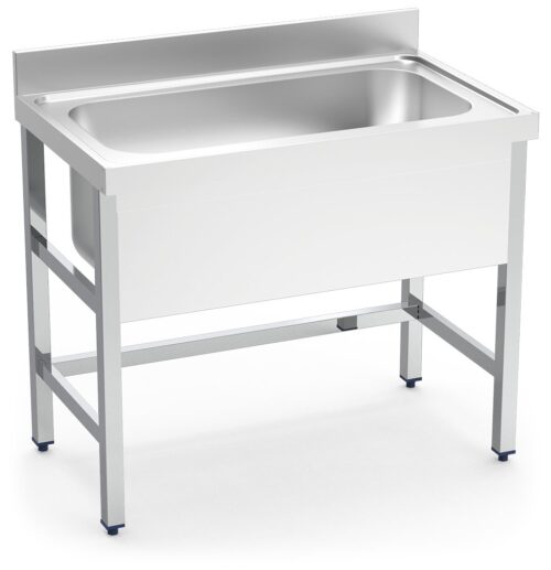 Fregadero inox con soporte sin entrepaño serie 700 1 cubeta gran capacidad faldón completo Fricosmos 1000x700 mm