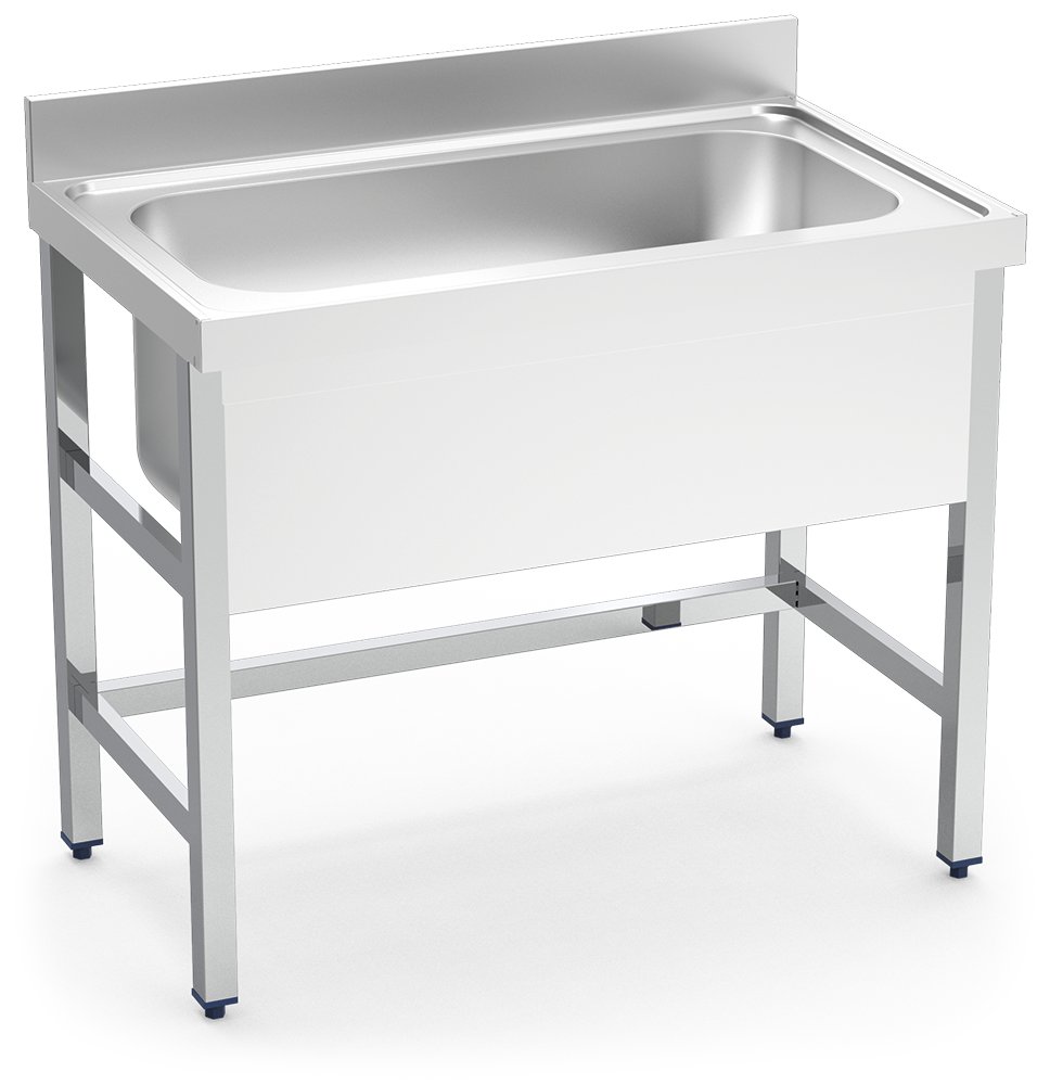 Fregadero inox con soporte sin entrepaño serie 700 1 cubeta gran capacidad faldón completo Fricosmos 1000x700 mm