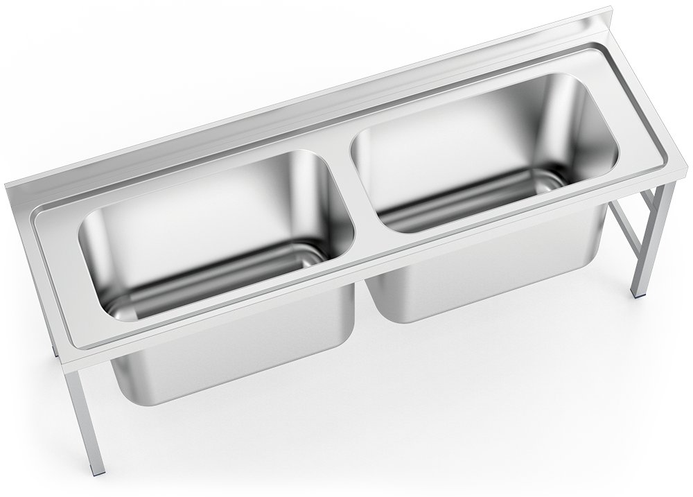 Fregadero inox de capacidad extra grande 2 cubetas Fricosmos 2000x600 mm