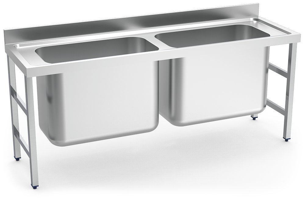 Fregadero inox de capacidad extra grande 2 cubetas Fricosmos 2000x600 mm