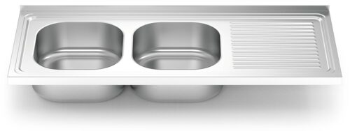 Fregadero inox para acoplar a mueble serie 500 2 cubetas 1 escurridor derecha Fricosmos 1200x500 mm