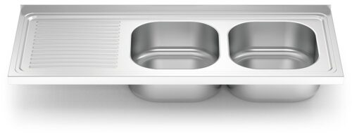 Fregadero inox para acoplar a mueble serie 500 2 cubetas 1 escurridor izquierda Fricosmos 1200x500 mm