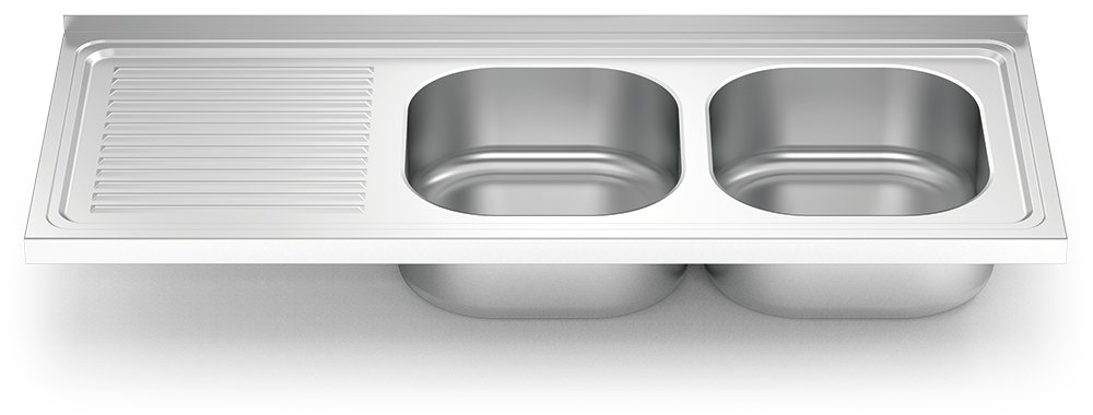 Fregadero inox para acoplar a mueble serie 500 2 cubetas 1 escurridor izquierda Fricosmos 1200x500 mm