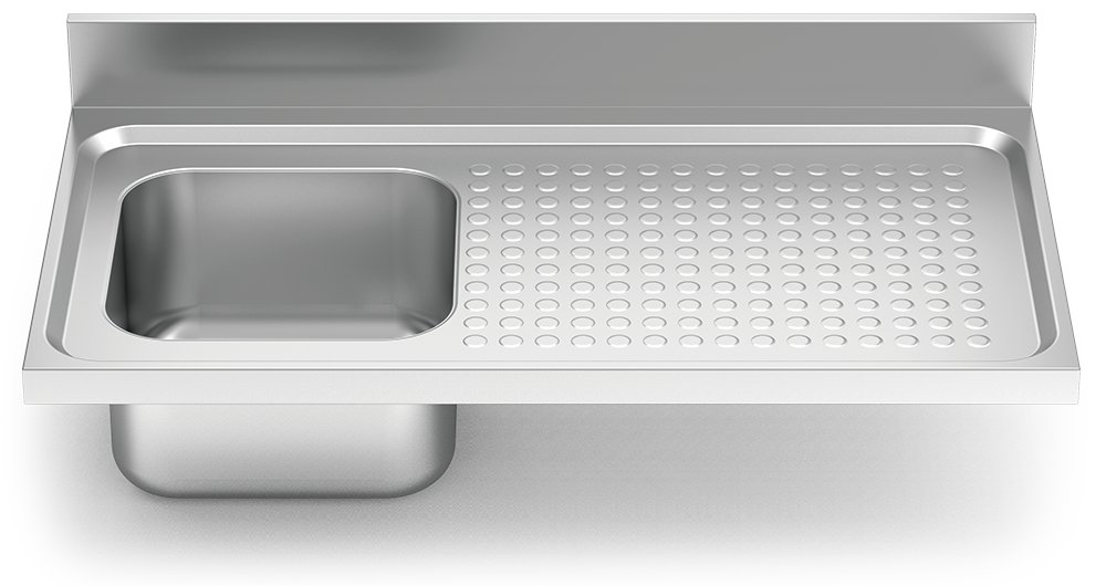 Fregadero inox para acoplar a mueble serie 550 1 cubeta 1 escurridor derecha Fricosmos 1000x550 mm
