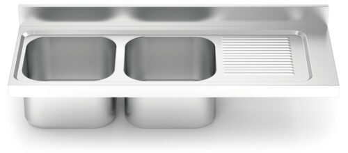 Fregadero inox para acoplar a mueble serie 550 2 cubetas 1 escurridor derecha Fricosmos 1400x550 mm