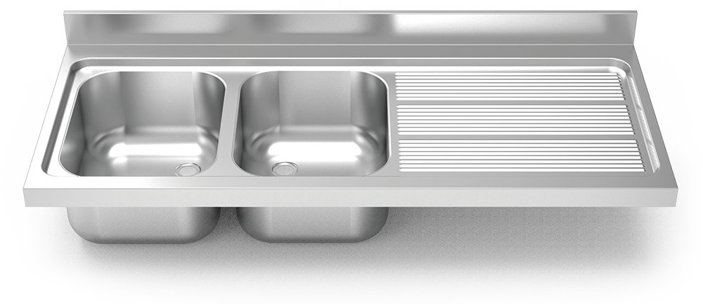 Fregadero inox para acoplar a mueble serie 600 2 cubetas 1 escurridor derecha Fricosmos 1400x600 mm