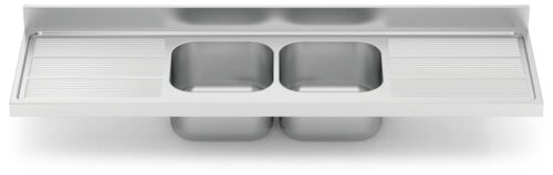 Fregadero inox para acoplar a mueble serie 600 2 cubetas 2 escurridores Fricosmos 2000x600 mm