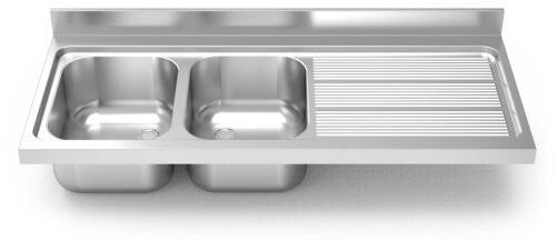 Fregadero inox para acoplar a mueble serie 700 2 cubetas 1 escurridor derecha Fricosmos 1400x700 mm