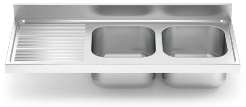 Fregadero inox para acoplar a mueble serie 700 2 cubetas 1 escurridor izquierda Fricosmos 1400x700 mm