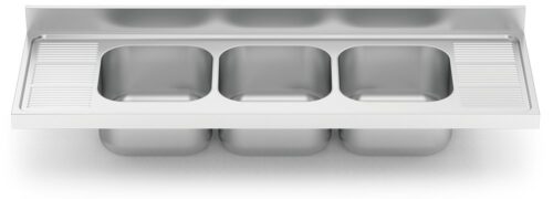Fregadero inox para acoplar a mueble serie 700 3 cubetas 2 escurridores Fricosmos 1800x700 mm