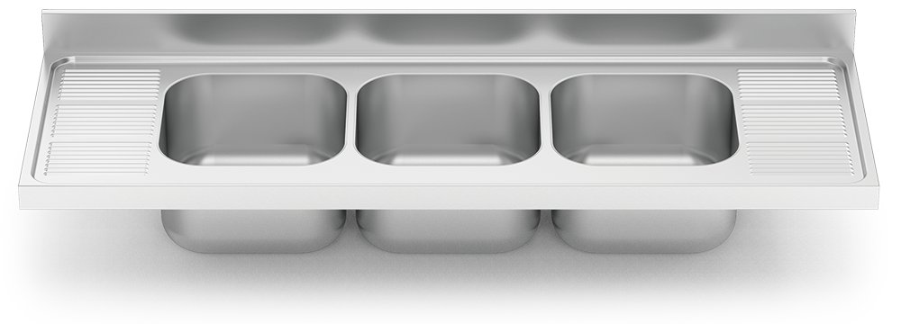 Fregadero inox para acoplar a mueble serie 700 3 cubetas 2 escurridores Fricosmos 1800x700 mm