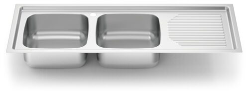 Fregadero inox para encastrar serie 500 2 cubetas 1 escurridor derecha Fricosmos 1160x500 mm