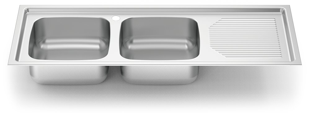Fregadero inox para encastrar serie 500 2 cubetas 1 escurridor derecha Fricosmos 1160x500 mm