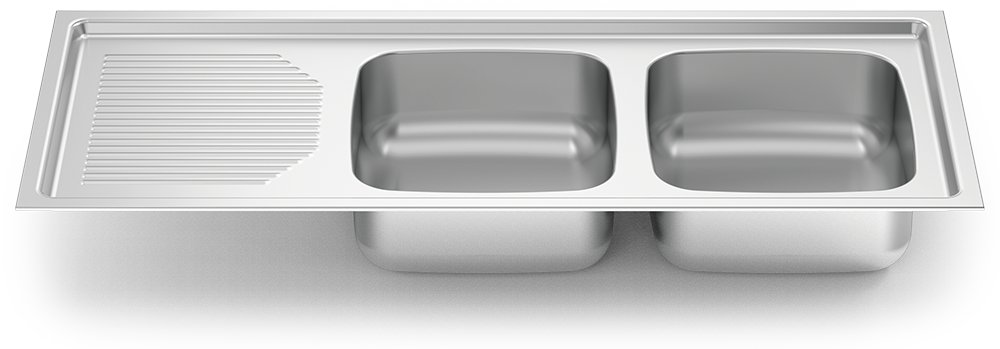 Fregadero inox para encastrar serie 500 2 cubetas 1 escurridor izquierda Fricosmos 1160x500 mm