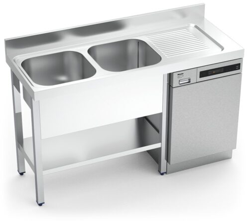 Fregadero inox para lavavajillas serie 600 2 cubetas 1 escurridor derecha Fricosmos 1600x600 mm