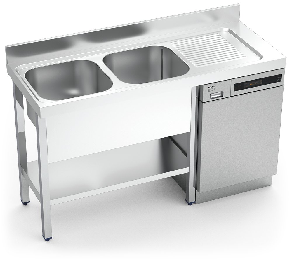 Fregadero inox para lavavajillas serie 600 2 cubetas 1 escurridor derecha Fricosmos 1600x600 mm