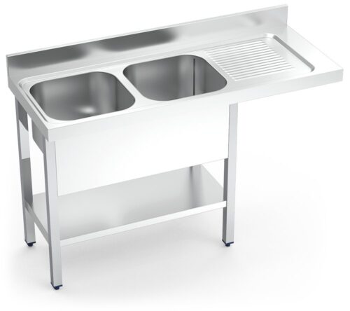 Fregadero inox para lavavajillas serie 600 2 cubetas 1 escurridor derecha Fricosmos 1600x600 mm