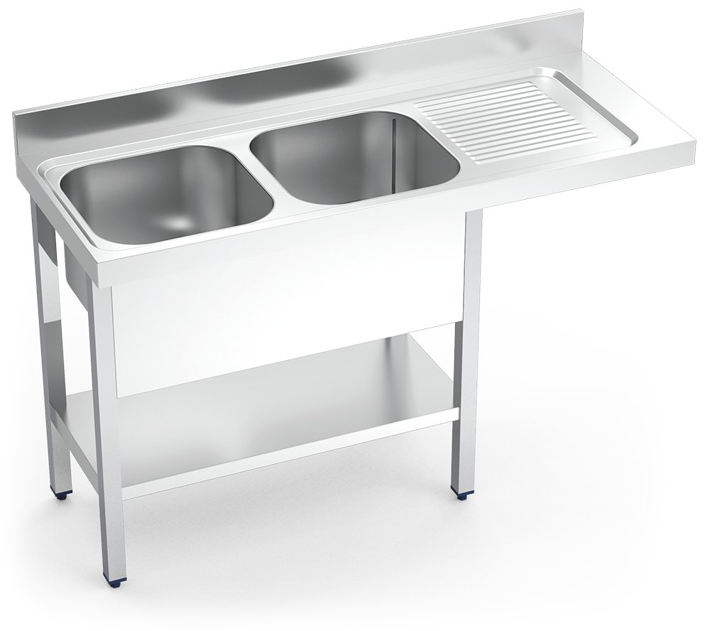 Fregadero inox para lavavajillas serie 600 2 cubetas 1 escurridor derecha Fricosmos 1600x600 mm