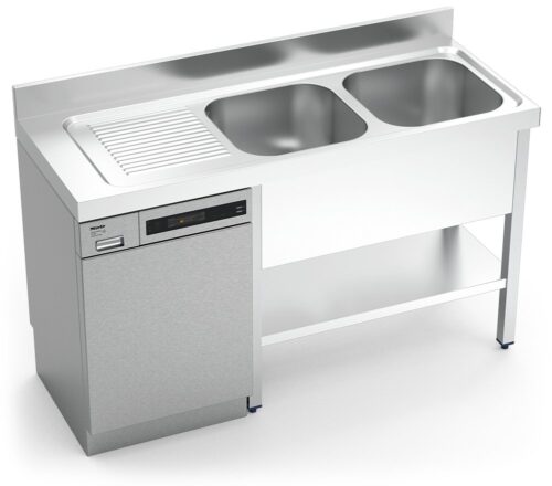 Fregadero inox para lavavajillas serie 600 2 cubetas 1 escurridor izquierda Fricosmos 1600x600 mm