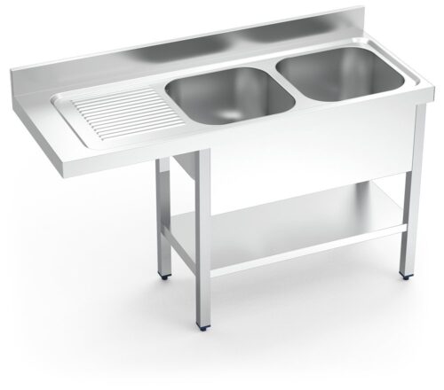 Fregadero inox para lavavajillas serie 600 2 cubetas 1 escurridor izquierda Fricosmos 1600x600 mm