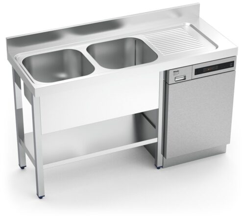 Fregadero inox para lavavajillas serie 700 2 cubetas 1 escurridor derecha Fricosmos 1600x700 mm