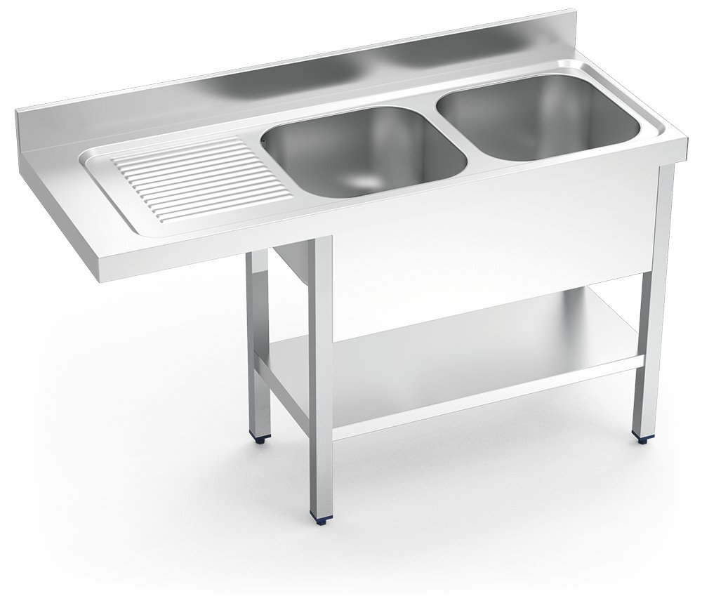 Fregadero inox para lavavajillas serie 700 2 cubetas 1 escurridor izquierda Fricosmos 1600x700 mm