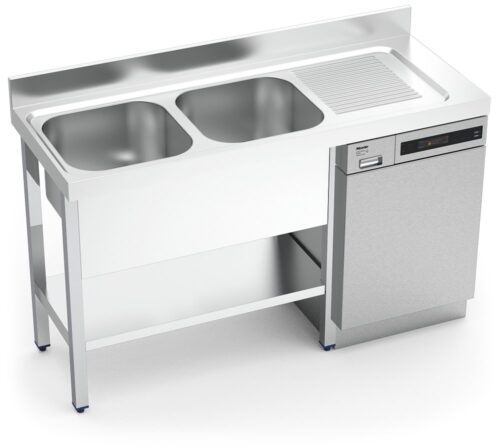Fregadero inox para lavavasos serie 550 2 cubetas 1 escurridor derecha Fricosmos 1400x550 mm