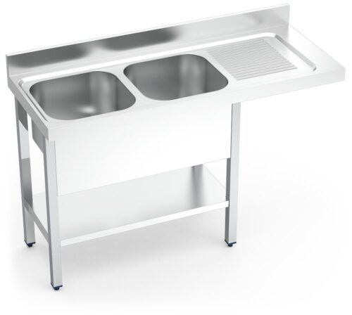 Fregadero inox para lavavasos serie 550 2 cubetas 1 escurridor derecha Fricosmos 1400x550 mm