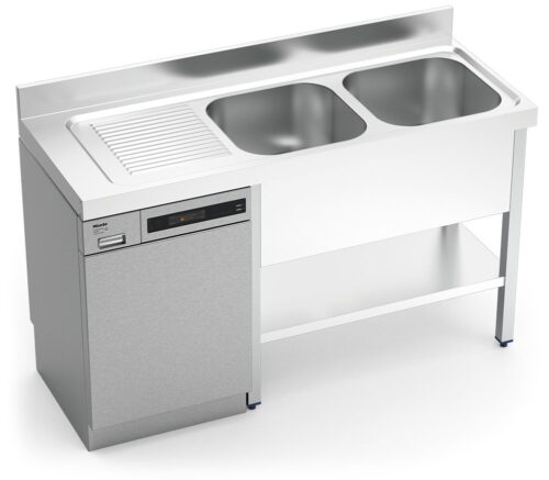 Fregadero inox para lavavasos serie 550 2 cubetas 1 escurridor izquierda Fricosmos 1400x550 mm