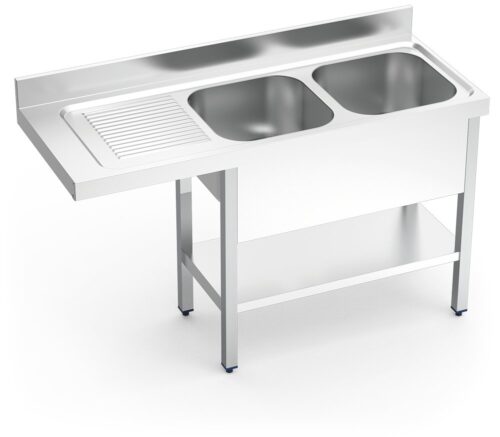 Fregadero inox para lavavasos serie 550 2 cubetas 1 escurridor izquierda Fricosmos 1400x550 mm