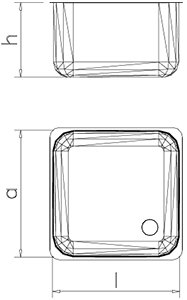 Dibujo técnico: Fregadero inox rectangular soldado a mesa Fricosmos 400x400x250 mm