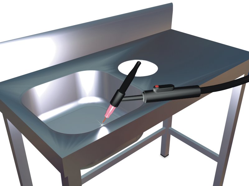 Fregadero inox rectangular soldado a mesa Fricosmos mano derecha 600x450x350 mm