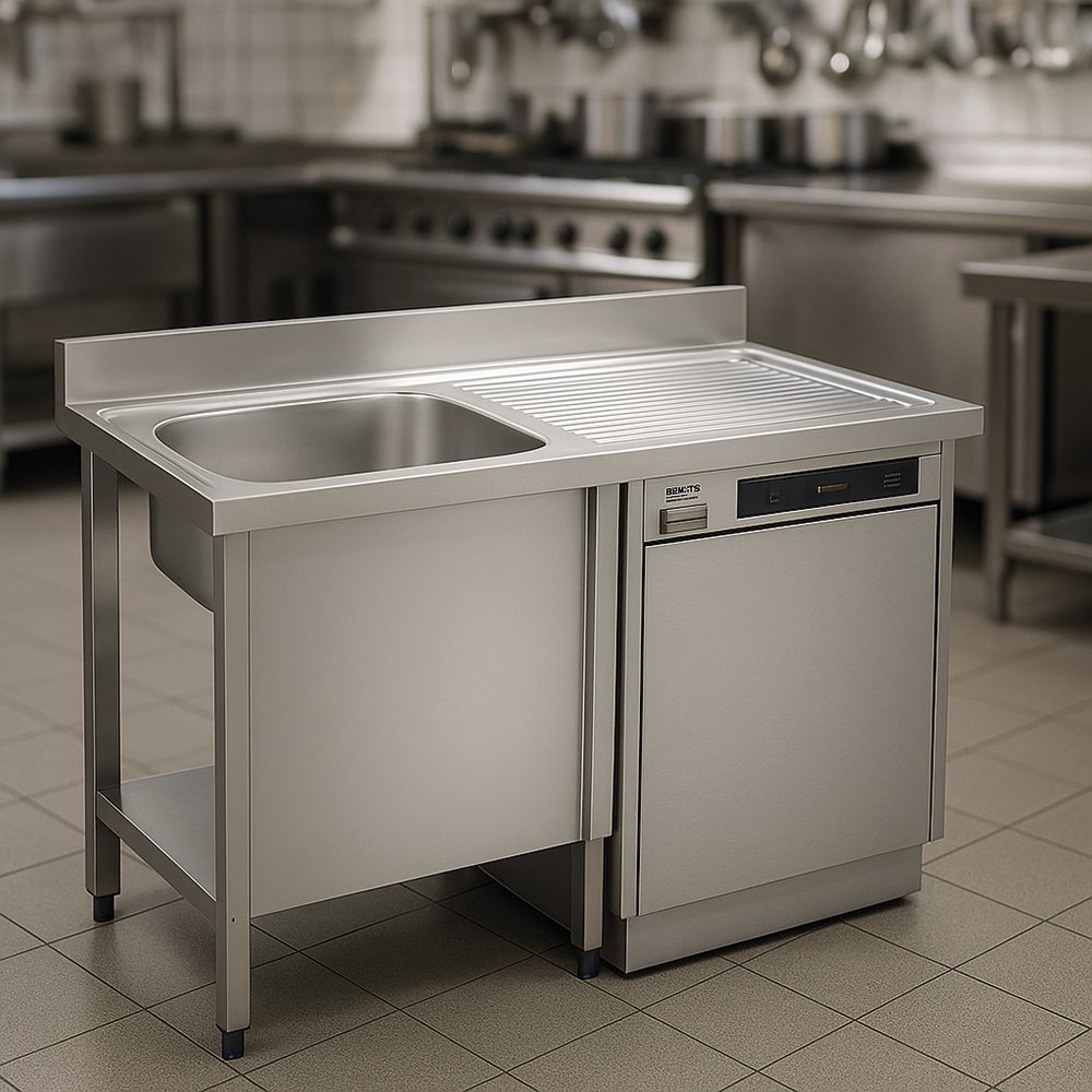 Fregadero para lavavajillas con puerta 1 cubeta escurridor derecha 1200x600 mm Fricosmos 1200x600 mm