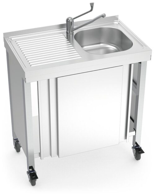 Fregadero portátil automático agua fría y caliente y escurridor izquierda Fricosmos